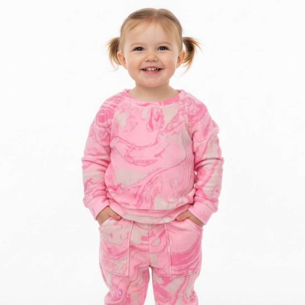 Cat & Jack Pink Marble Print Outfit Set | Long Sleeve Topβ & Joggers | 18M